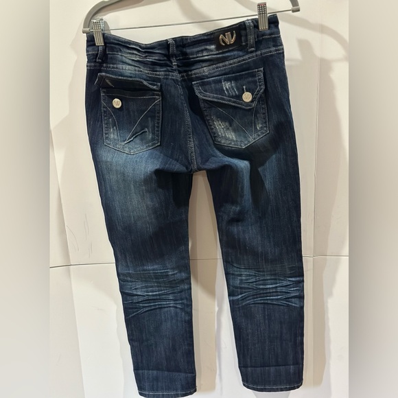 NV Capri Jeans Distressed Straight Leg Dark Blue Size 9 - Picture 6 of 7